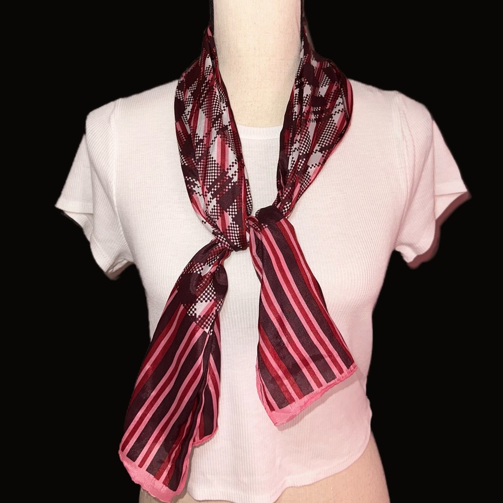 Elegant Pink and Black Striped Scarf